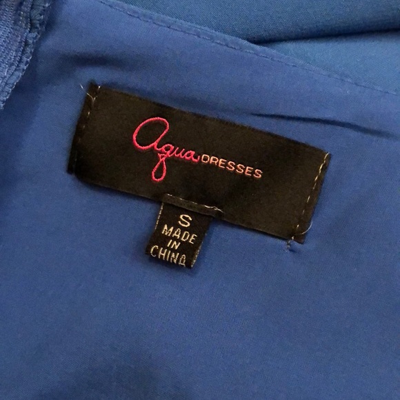 FINAL PRICE Aqua Faux-Wrap Flounce Dress - Picture 6 of 8